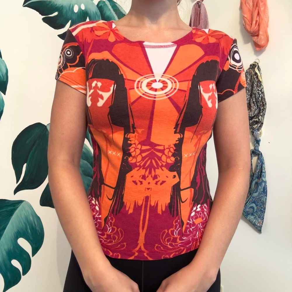 Custo Barcelona Orange and Red Graphic Tee